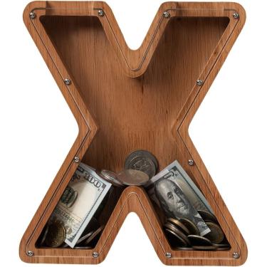 Imagem de Carta infantil de madeira carregada de cofrinho extra grande de 30 cm