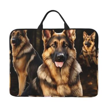 Imagem de Capa para laptop pastor alemão de 14 polegadas bolsa de transporte para computador à prova de choque capa protetora para notebook bolsa portátil para laptop bolsa à prova d'água para homens e mulheres