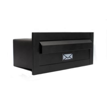 Imagem de Caixa de Correio Para Muro Parede Aço Inox Embutir Moderna(Preto Fosco)