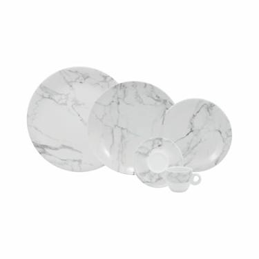 Imagem de Serviço de Jantar e Café 20 Peças em Porcelana, Decoração Mármore Cinza, Porcelana Schmidt