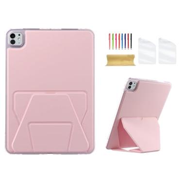 Imagem de Dteck Capa ultrafina para tablet iPad Pro de 11 polegadas (M4) versão 2024 com suporte, 2 películas protetoras de tela, 1 caneta, capa traseira protetora fina e leve de poliuretano termoplástico com