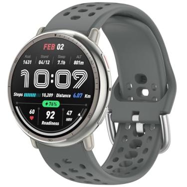 Imagem de Nacorulu Compatível com pulseiras Amazfit Active 2, pulseira de substituição de silicone de 20 mm de largura para smartwatch Amazfit Active/Active 2S/GTS 4 mini/GTR Mini/Bip 3 Pro (cinza escuro)