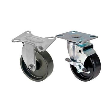 Imagem de Kit 2 un roda rodízio fixo giratório freio polipropileno 3" - AJAX