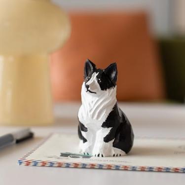 Imagem de MegeFul Estatueta Border Collie de madeira feita à mão – Decoração de casa Border Dog, bonito BC Knick-Knack para amantes de cães, presente exclusivo para mulheres, mãe, amigos – Ornamento de natureza