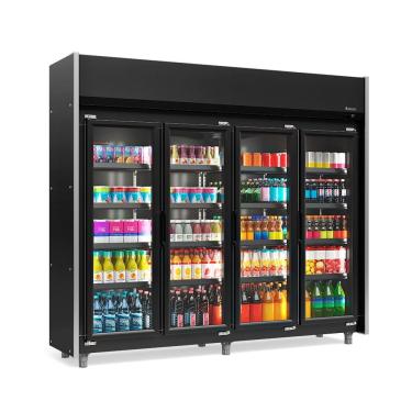 Imagem de Expositor 4 Portas All Black Geas4plb Gelopar Auto Serviço Total Black 4 Prateleiras 220v