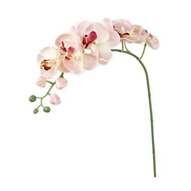 Imagem de Orquídea artificial com haste de flor de seda falsa, Phalaenopsis, simulação de orquídea borboleta