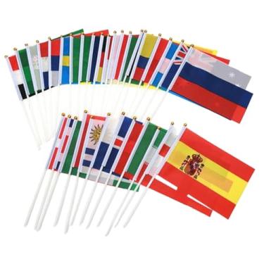 Imagem de 24 peças/conjunto de bandeiras pequenas em varas 15 x 20 cm 24 nações mini bandeiras de mão resistentes ao clima do mundo para desfiles, competições esportivas, feriados internacionais.