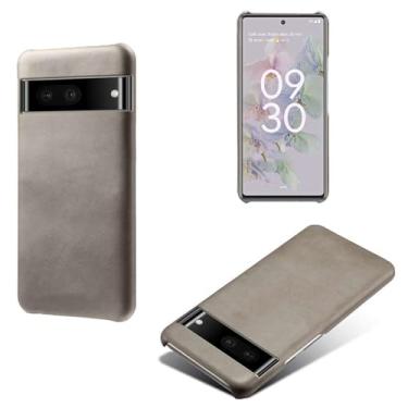 Imagem de Capa para Google Pixel 7 PRO,Proteção contra quedas,Casca de volta de cor sólida simples,Design de couro de imitação de plástico-Gray