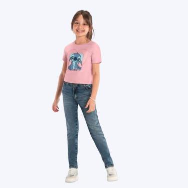 Imagem de Blusa Cropped Manga Curta Stitch Infantil Menina 56140 Natural - BRAND