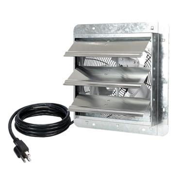 Imagem de iLiving ILG8SF12V - Ventilador de exaustão montado na parede de 30,48 cm - Obturador automático - Velocidade variável - Ventilador de ventilação para sótão doméstico, galpão ou ventilação de garagem, Área de cobertura de 960 CFM, 1400 SQF (Cabo de alimentação não incluído)