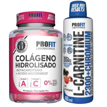 Imagem de COLÁGENO HIDROLISADO 150 CÁPSULAS l L CARNITINE 480ML SABOR AÇAÍ COM GUARANÁ l PROFIT-Unissex