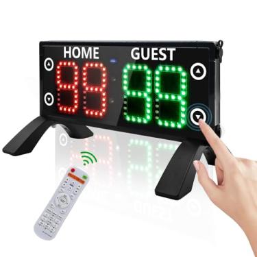 Imagem de YZ Placar eletrônico grande de 30,5 cm com relógio de contagem regressiva, placar digital portátil com controle remoto, marcador de pontuação de alto brilho para jogos ao ar livre/Cornhole/Basquete