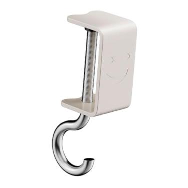 Imagem de UGPLM Suporte para meias de Natal, gancho para guirlanda, gancho de mesa para bolsa, cabide prático para meias de lareira ajustável para café em casa, Creme