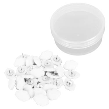 Imagem de Push de nuvem pinos brancos decorativos brancos fofos fofos para placas de avisos em sala de aula em sala de aula em casa de aço 30pcs com caixa de armazenamento