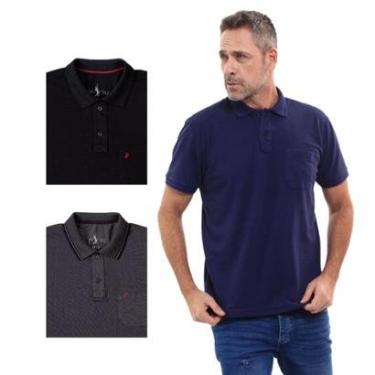 Imagem de Kit 3 Camisa Polo Masculina Pique Premium com Bolso Casual-Masculino