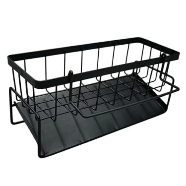 Imagem de Organizador Multiuso em Metal, 23 x 9 x 10 cm, Preto, com Bandeja Coletora de Água