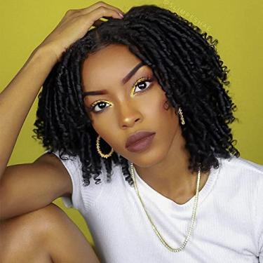 Imagem de Perucas curtas de 15 cm para mulheres e homens negros com clipes, perucas trançadas sintéticas falsas trançadas Afro Twists Dreadlocks Perucas de substituição de cabelo completo (preto natural; 1B#)