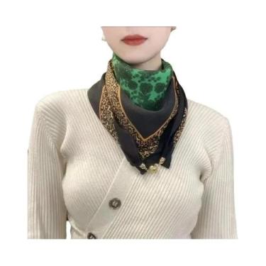 Imagem de Lenço Quadrado De Algodão Quente Feminino Fivela Magnética Triângulo P