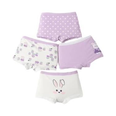Imagem de Conjunto De 4 Peças De Roupa Íntima Infantil De Algodão Puro Com Estam