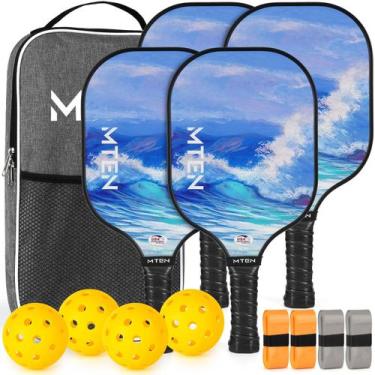 Imagem de Conjunto de pás Pickleball, superfície de fibra de vidro MTEN, aprovad