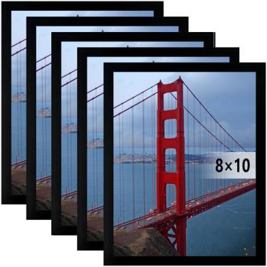Imagem de Moldura para fotos BESCRCL 8x10 para pendurar na parede preta, pacote 