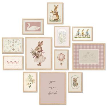 Imagem de Decoração de berçário TwoDays Vintage para meninas com 12 pôsteres