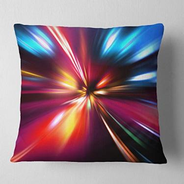 Imagem de Designart Speed Motion in Night Manta abstrata para sala de estar, sofá, enchimento de almofada + capa de almofada impressa em ambos os lados 45,72 x 45,72 cm