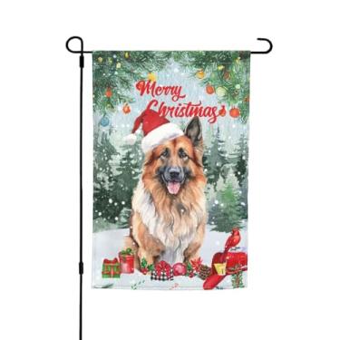 Imagem de Bandeira de Natal Pastor Alemão Pássaro Vermelho Jardim 30,5 x 45,7 cm Dupla Face Decoração Vertical Quintal Bandeira Pequena Para Férias Externas Sazonal Exterior