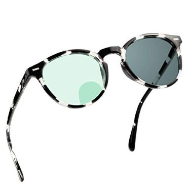 Imagem de YEIN Óculos de leitura bifocais, óculos de sol cinza fotocromático, ampliação de 0,00/+1,00 para homens/mulheres, 03-2123 Preto e branco cinza, 1 Count (Pack of 1)