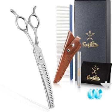 Imagem de Tesoura profissional de alta qualidade para cuidar de cães e ralos, tesoura de mistura de dentes, texturização para animais de estimação, tesoura de liquidificador mais fina, 17 cm, extremamente