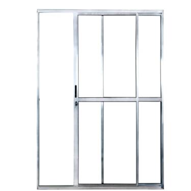 Imagem de Porta balcão 2 folhas 2,10x1,50 com fechadura no alumínio brilhante