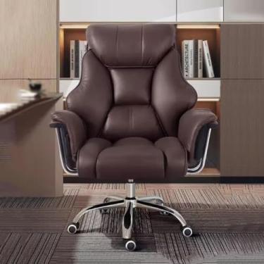 Imagem de Cadeira De Escritório Executiva Confortável Cadeira Big Boss Encosto Alto Cadeira De Tarefa Gonomic Leath Cadeira Estofada Poltrona Giratória Ajustável Em Altura, Coffee/a