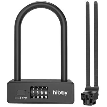 Imagem de Hiboy Combinação de bicicleta U-Lock, trava de segurança antifurto com suporte de montagem, trava em U de aço de 10 mm para scooters e bicicletas
