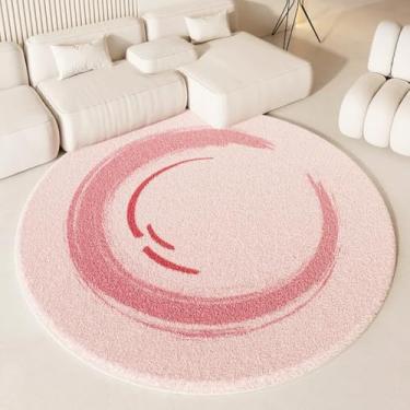 Imagem de Tapete de pelúcia grosso rosa para decoração de sala de estar, tapete fofo e redondo para quarto, vestiário macio e fofo (300x300cm/C)