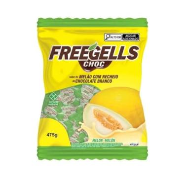 Imagem de Bala Freegells Melão Recheada Chocolate Branco 475g