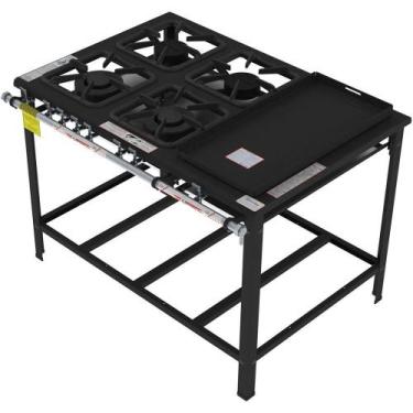 Imagem de Fogão Industrial Gastromaq 4 Bocas Mistas com Chapa Encosto FG304EMCH