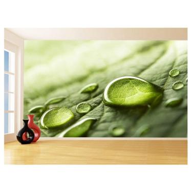 Imagem de Papel De Parede 3D Folhas Delicadas Água Gota 3,5M Nfl268