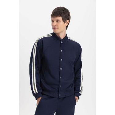 Imagem de Jaqueta Bomber Masculina Em Moletom Essendi Azul Escuro