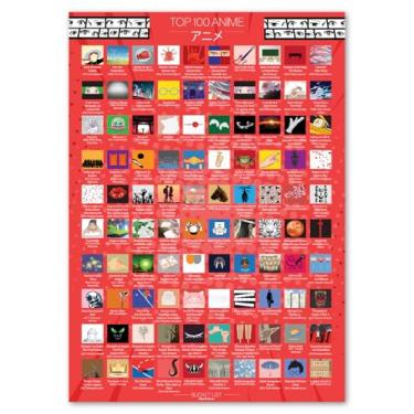 Imagem de Atlas & Green 100 melhores pôsteres de anime. Top 100 Scratch Off Anime Poster. Grande A2 Scratch Off Filmes com tubo de presente