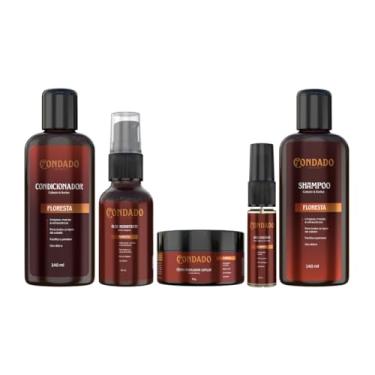 Imagem de Kit Presente Masculino Banho Premium Completo 5 em 1 Condado Shampoo Condicionador Óleo Creme Perfum (Floresta (Amadeirado))