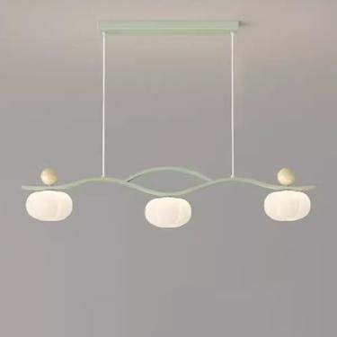 Imagem de 3 Luzes Modernas Lineares Pendentes Ilha de Cozinha Regulável LED Linear Lustre Para Mesa de Jantar Nordic Green Flower Long Strip Teto Pendurado Lâmpada Para Escritório Restaurante