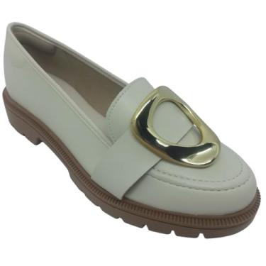 Imagem de Beira Rio, Mocassim Beira Rio Feminino Napa Turim com Enfeite Dourado (Branco off, BR, Adulto, Numérico, 36)