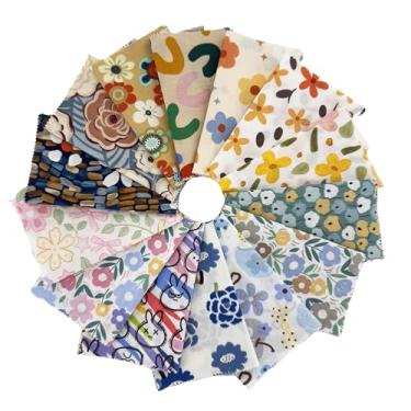 Imagem de Quadrados de tecido 100% algodão floral geométrico de 12 cm - 42 peças de material de artesanato de costura de patchwork pré-cortado de 12 x 12 cm para projetos DIY