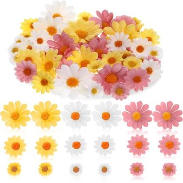 Imagem de Solsew 240 peças de tecido artificial margarida para artesanato, 3 tamanhos de cabeças de flores falsas para outono ao ar livre, decoração de margaridas falsas para guirlanda, vaso de casamento