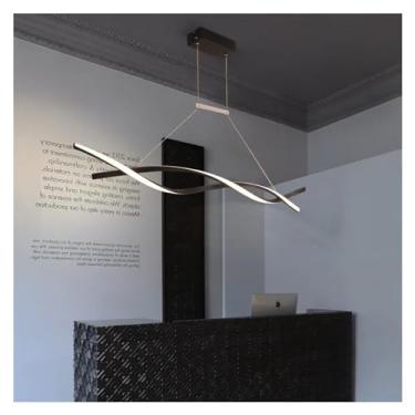 Imagem de Lustre LED preto fosco moderno para sala de estar, sala de jantar, cozinha, quarto, design minimalista, acabamento cinza, iluminação de lustre montável