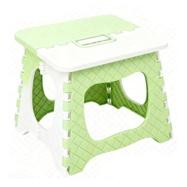 Imagem de Cadeira Dobrável De Plástico Resistente Durável Suporta 50kg Para Sala Camping Uso Diário(verde)