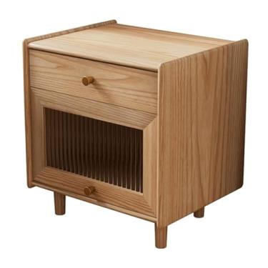 Imagem de mesa de cabeceira de madeira moderna mesa de cabeceira com armazenamento de 3 camadas armário de cabeceira estreito mesa lateral com economia de espaço minimalista