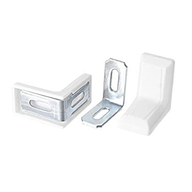Imagem de uxcell 29 mm x 29 mm x 18 mm metal plástico em forma de L suporte de ângulo prateleira de canto placa marrom, pacote com 8