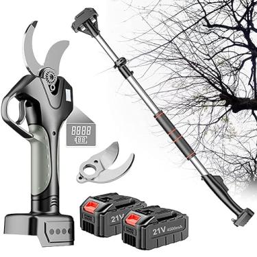 Imagem de Podadores sem fio, tesouras de poda elétricas com 2 baterias e 1 carregador, 45 mm de diâmetro de corte Tesouras de poda elétricas profissionais para poda de galhos de árvores B