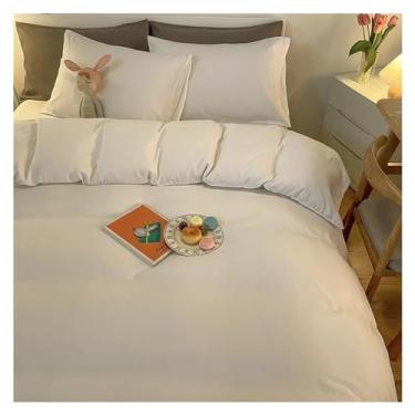Imagem de Capa de edredom branca que não irrita a pele, roupa de cama estilo simples para casa (solteiro branco)